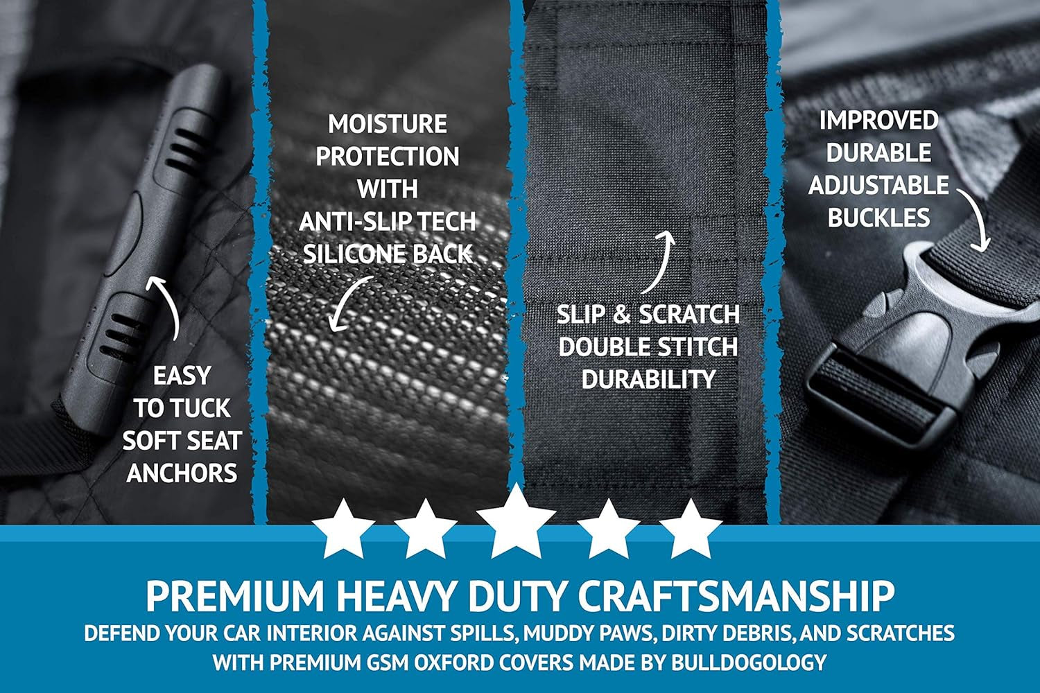 Dog Car Seat Cover for Back Seat 58"X56" Waterproof Pet Seat Cover SUV - Seat Cover for Dogs - Back Seat Protector - Dog Hammock for Car, Seat Cover for Truck (Large)