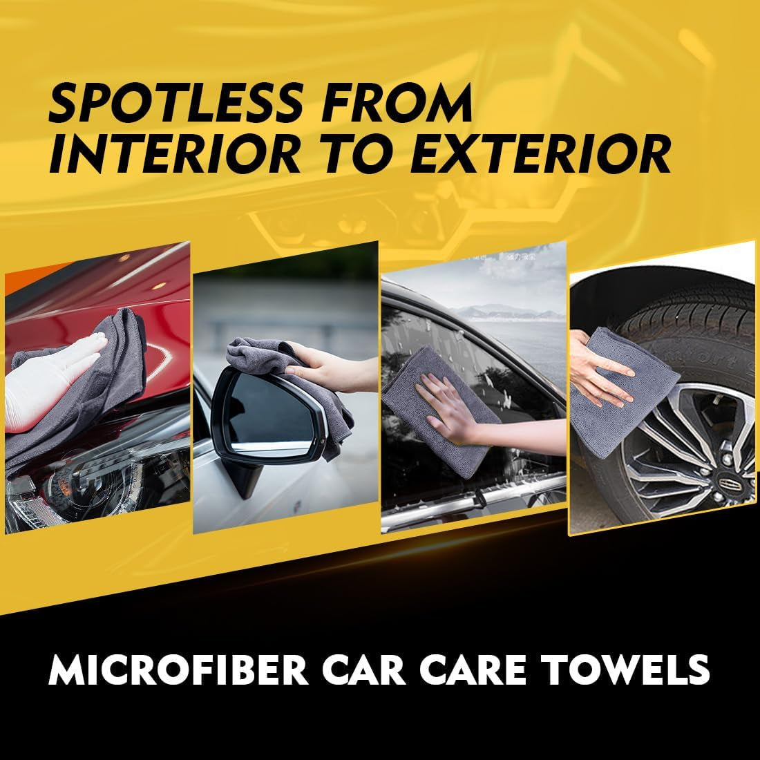 Microfiber Cleaning Cloths 12 Pack, Premium 16 X 16 Inch Microfiber Towel for Cars, Ultra Absorbent Car Washing Cloth, Lint Free Streak Free Wash Cloths for Car, Kitchen, and Window, Grey