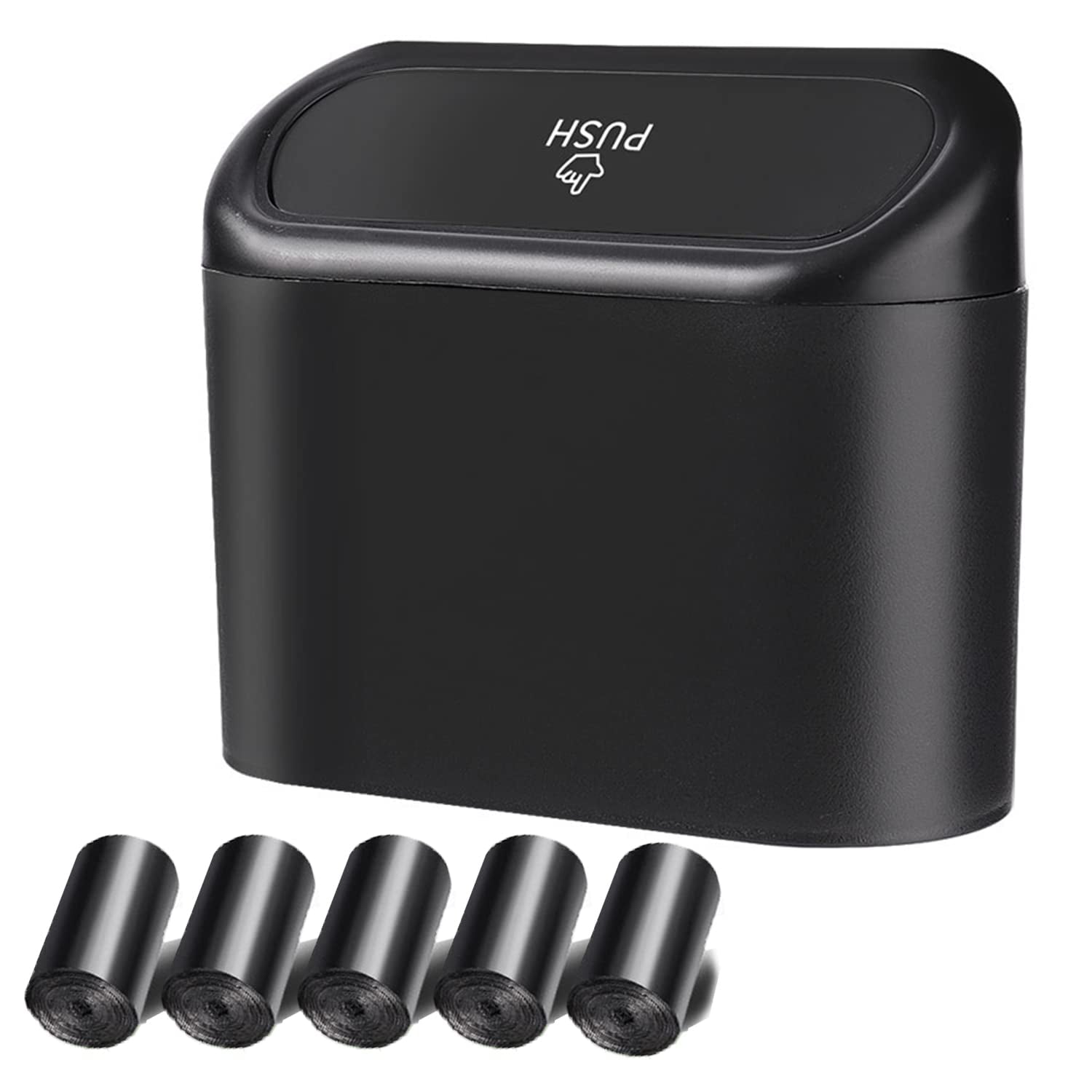 Car Trash Can, 1.0 Liters, Plastic, Trash Can Set, Multi-Purpose, Easy to Install, Includes 75 Garbage Bags