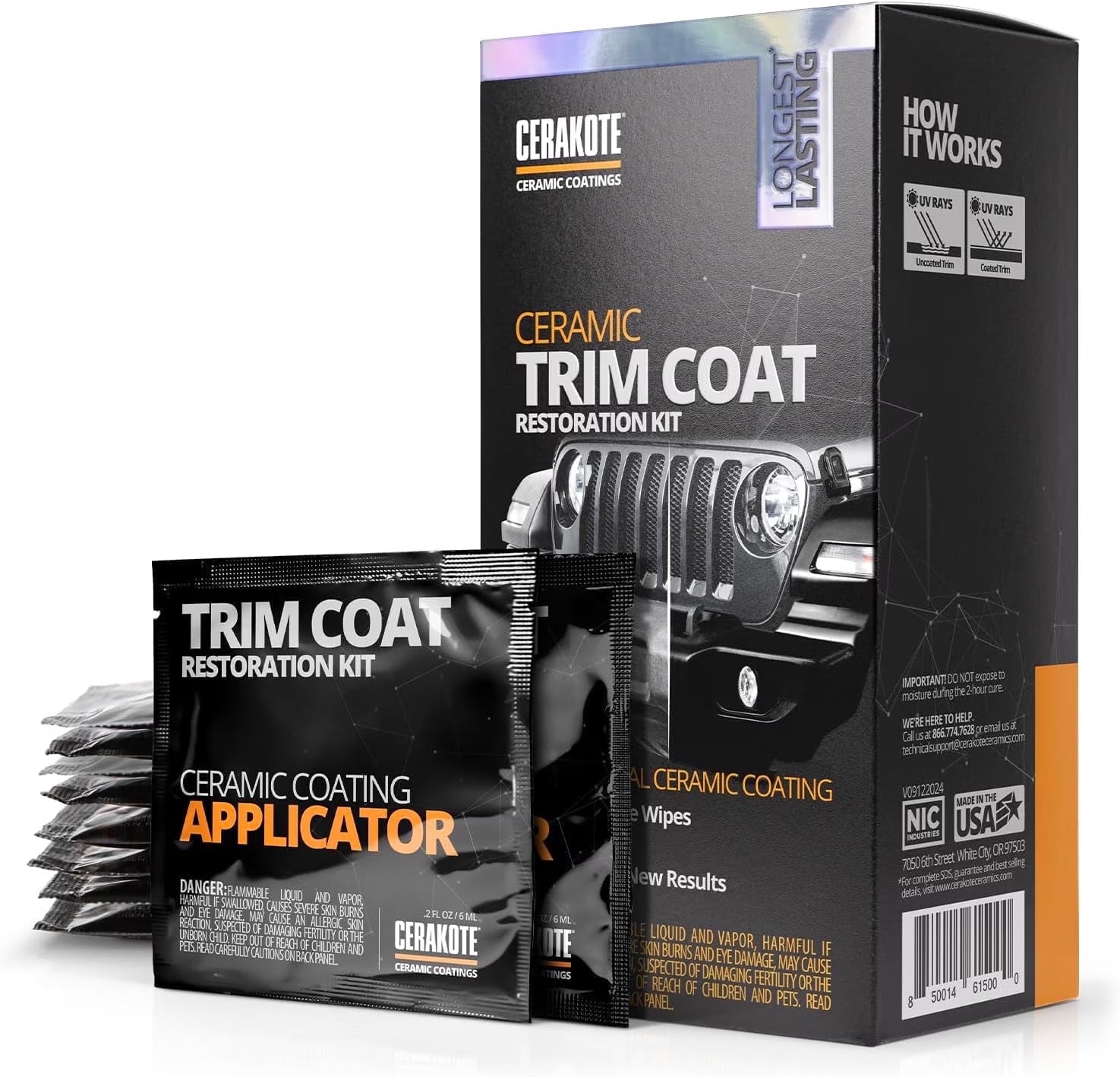 Ceramic Trim Coat Restoration Kit, Faded Plastic Trim Restorer with 200 Wash Rating